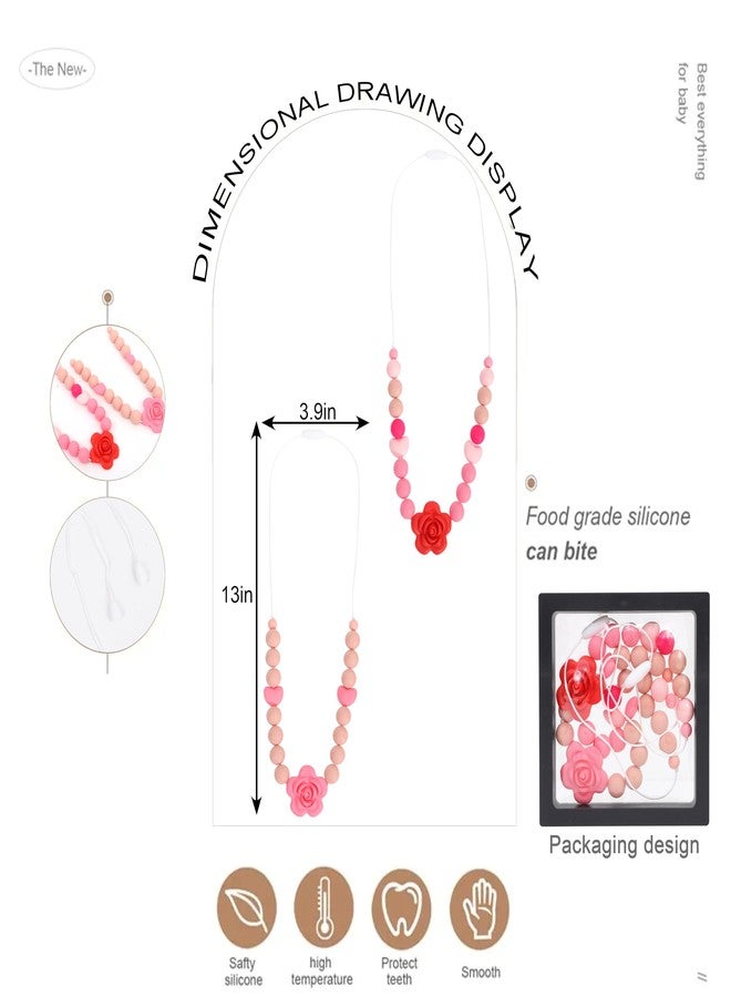 Jissoo 2Pcs Breastfeeding Necklaces - Silicone Sensory Necklace for New Moms,Emotional Calming Supplies,Newborn Nursing Sensory Necklace,Stylish Silicone Floral Nursing Necklaces - Image 2